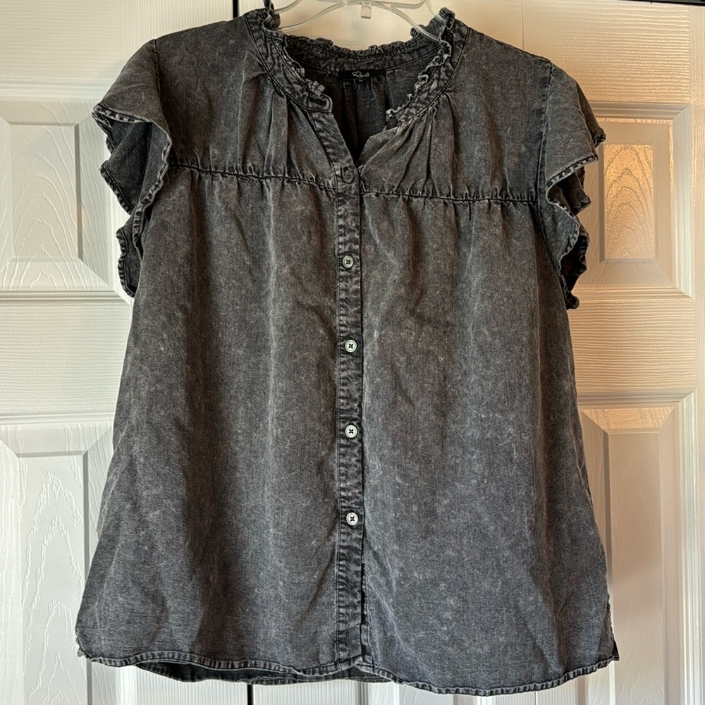 Rails “Ruthie” Ruffle Sleeve Tencel Denim Blouse … - image 3